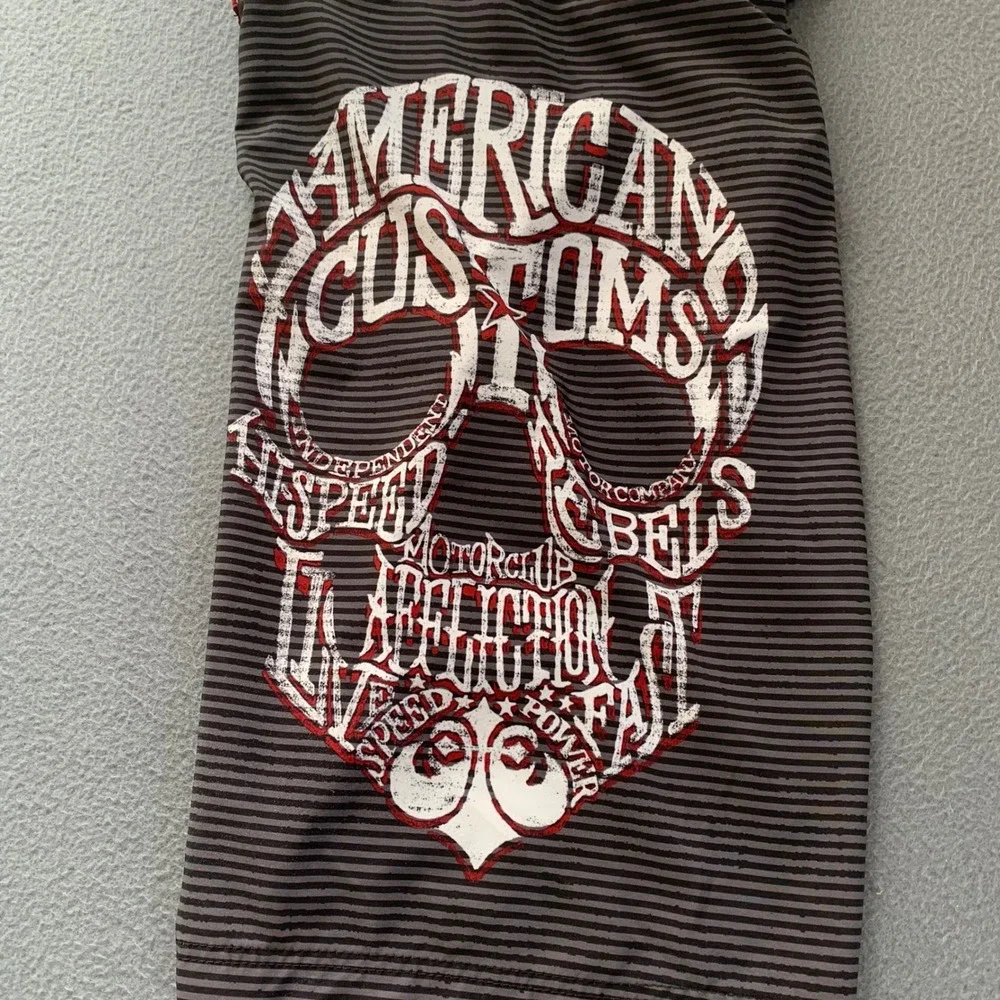 Affliction American Customs Board Shorts Mens 32 Black Red Graphic Swim Trunks